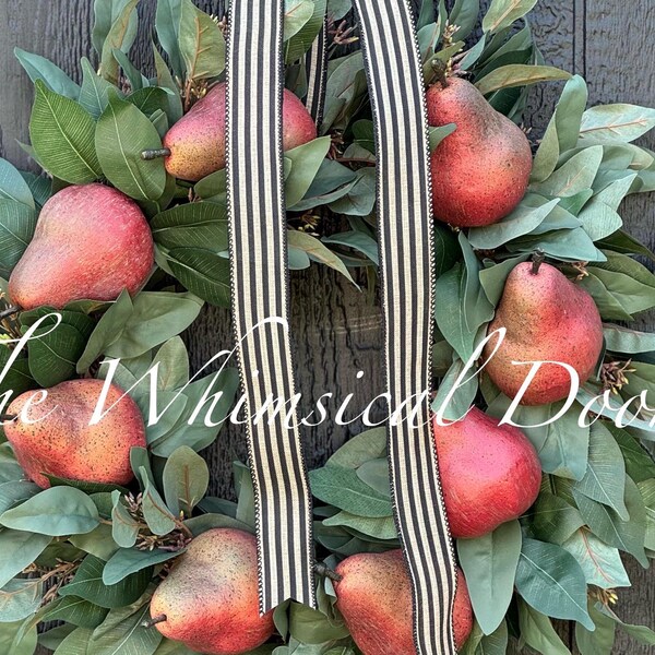 Fall Pear Wreath for Front Door, Thanksgiving Wreath, Autumn Decor, Summer to Fall Wreath
