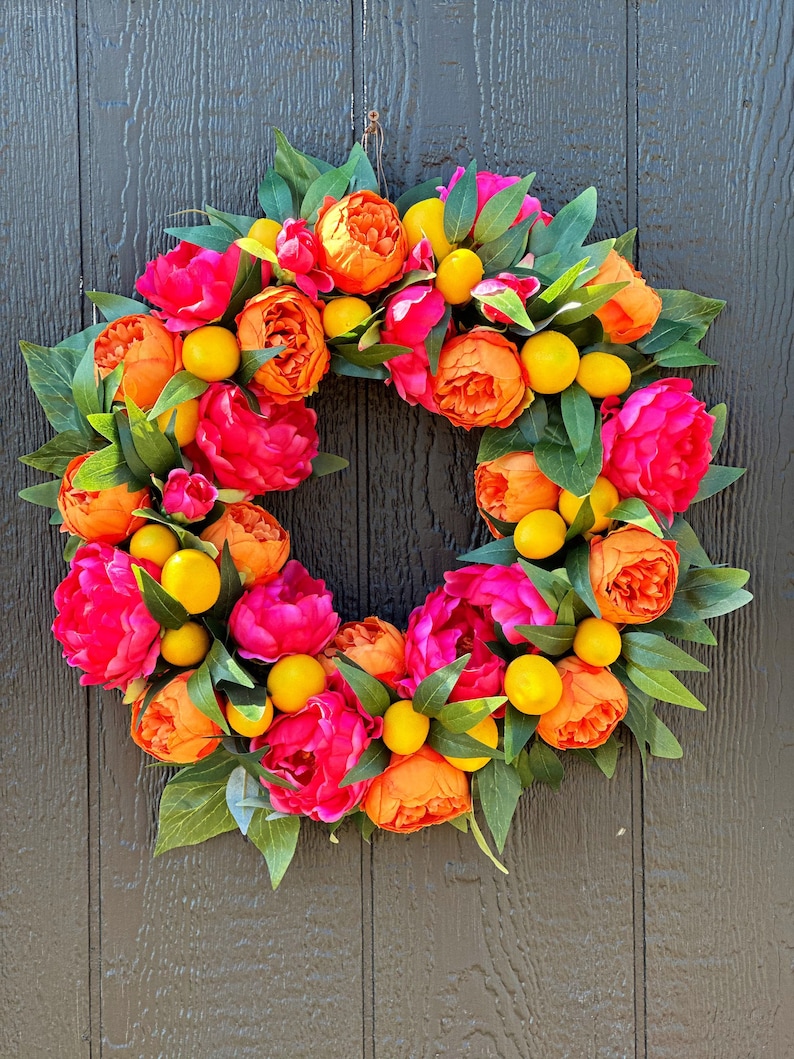 peony wreath Citrus Dreams front door wreath wreaths grand millennial image 4