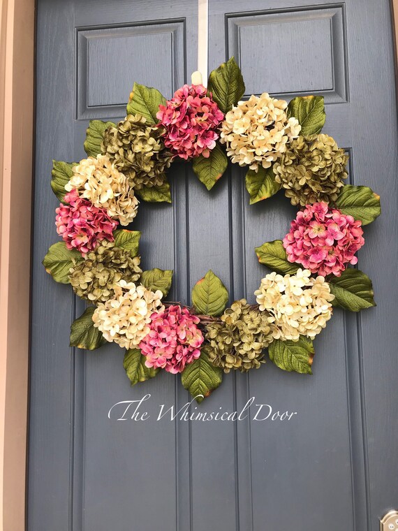 Hydrangea Wreath Spring Wreath Front Door Wreath All Season Etsy