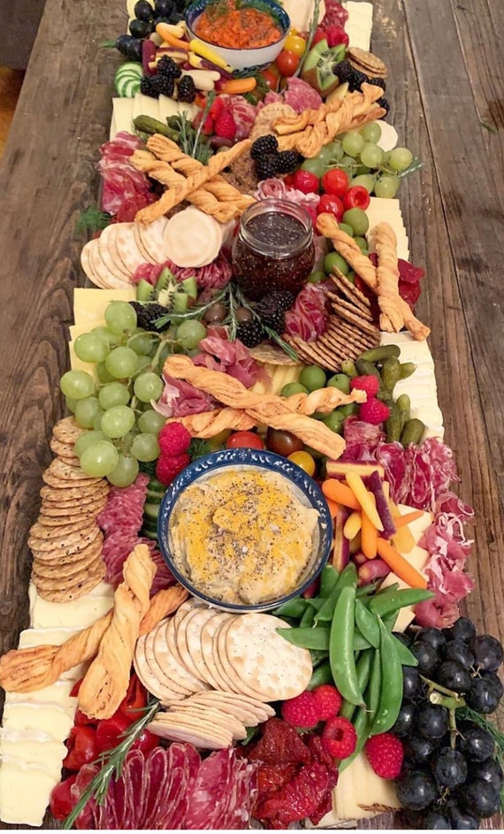 Charcuterie Board Serving Board Wood Food Board Meat and Cheese Board Table  Board Farmhouse Decor Cheese Platter 