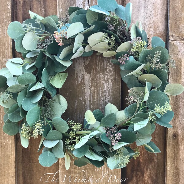 Seeded eucalyptus wreath farmhouse wreath silver dollar eucalyptus wreath wreaths for front door
