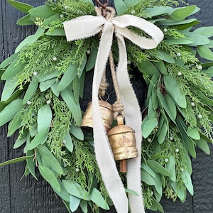 Bell wreath- Willow and juniper wreath - winter wreath - Winter greenery wreath - Christmas wreath - juniper wreath