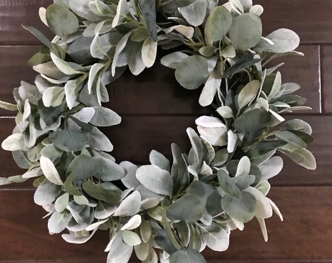 Lambs Ear With Eucalyptus Wreath Eucalyptus and Lambs Ear Etsy