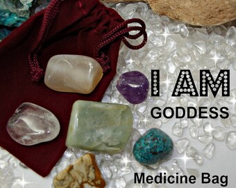Goddess Crystals, I AM Medicine Bag,  I AM Goddess/God Mojo Bag, Yin-Yang Energy, Feminine Energy, Healing Body Mind and Spirit Crystals