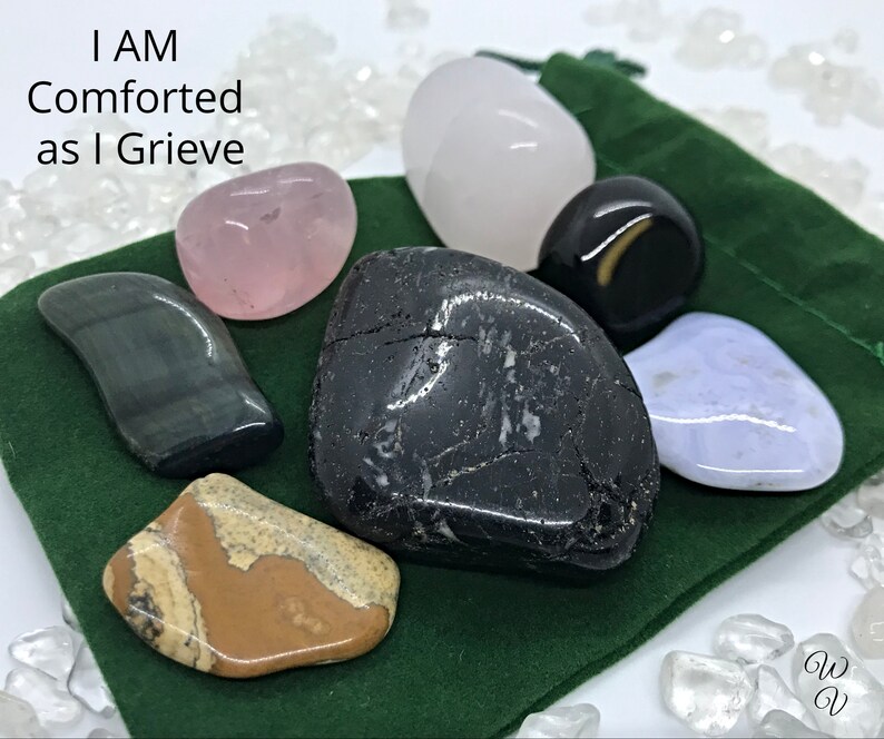 I AM Comforted Crystal Mojo Bag Grief Grieving Stones Loss Etsy