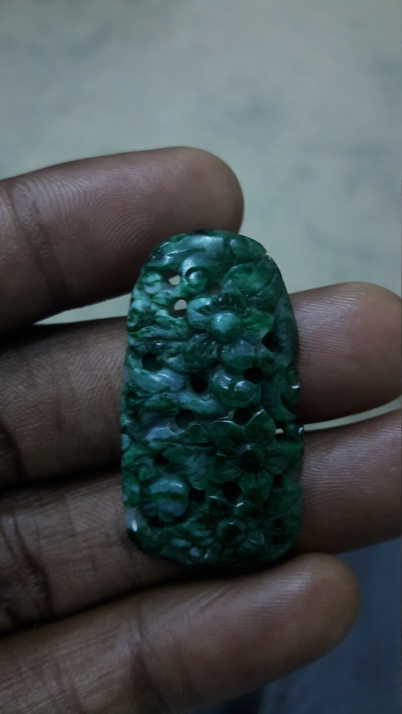 Breathtaking Hand-Carved Natural Burmese Jade Pendant