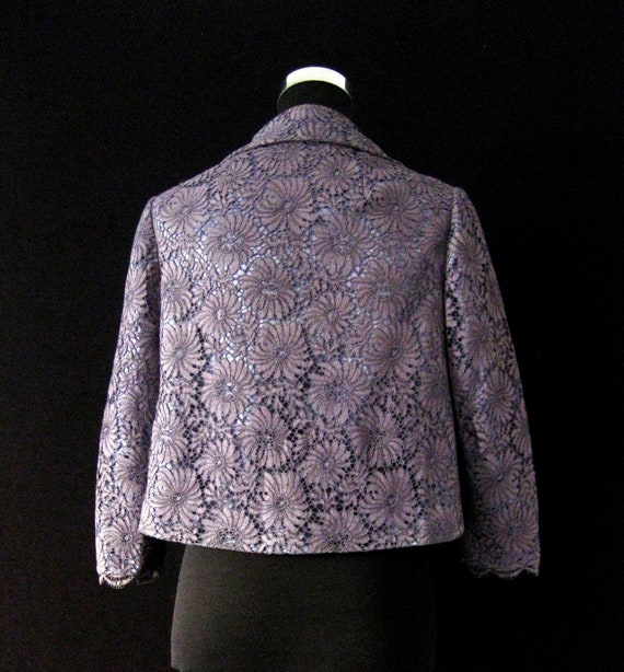 Vintage 1950s Lace and Satin Bolero Jacket Size M - image 6