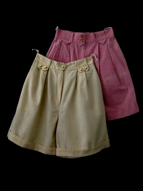 2 Pairs Vintage 1980s Shorts Pink and Beige. Size… - image 2