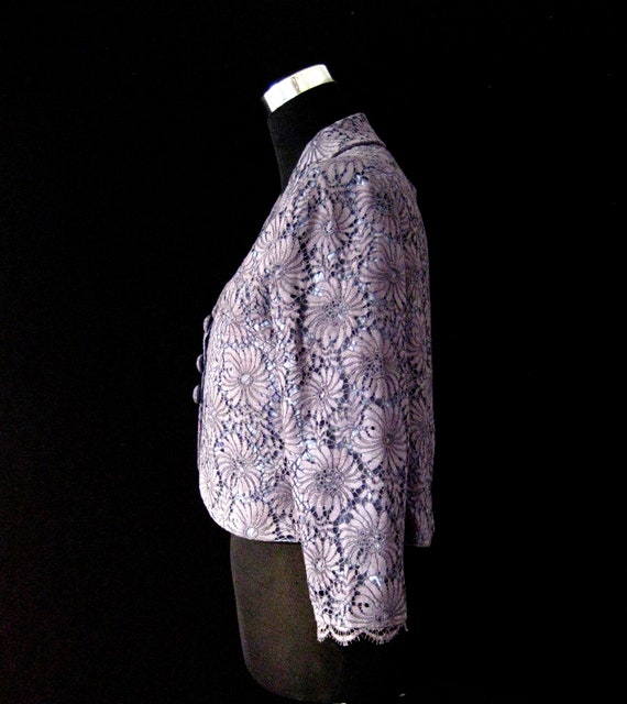 Vintage 1950s Lace and Satin Bolero Jacket Size M - image 5