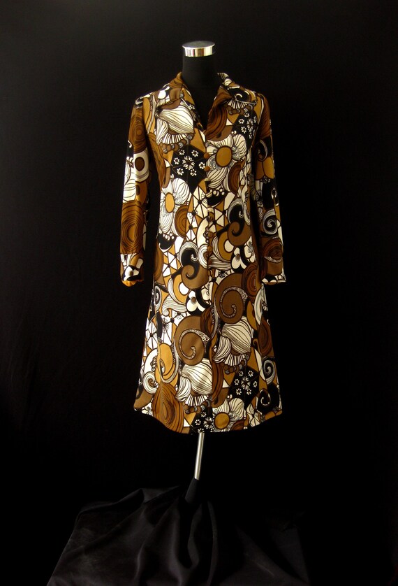 Vintage 1970s Nylon BIBA style Dress. Size M/L