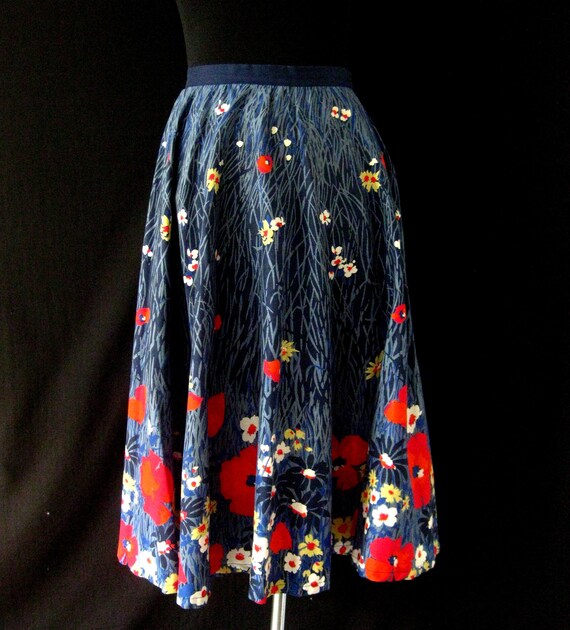Vintage 1950s Rockabilly Floral Skirt Size M