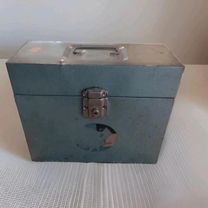 Vintage Hamilton Skotch Corp Metal Porta File Box Green Statefarm No key Industrial