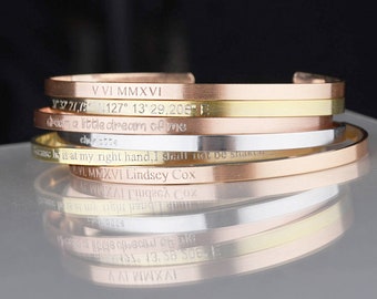 Personalized Cuff Bracelet Friendship Bracelet Inspiration Bracelet Bridesmaid Gift Stacking Bracelet Best Friend Gift Personalized Bangle