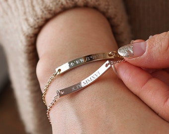 Personalized Bracelet for Women Bridesmaid gift Custom Coordinate Bracelet Custom Name Bracelet Engraved Bracelet Handmade Jewelry Gift
