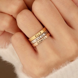 Name Ring Personalized Ring Stackable Rings Stacking Rings Engraved Ring Custom Ring Gold Ring Stack for Women Name ring for her and mom