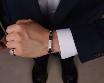 Custom Coordinate Bracelet, Mens Bracelet, Mens Gift, Personalized Bracelet for Men, Anniversary Gift for Boyfriend, Bracelet for Dad