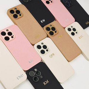Custom Initials iPhone Case, Gold Monogram iPhone Case, Personalized Monogram Name Design iPhone, Personalized Leather Case