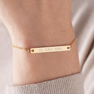 Bridesmaid Gifts, Roman Numeral Bracelet, Coordinate Bracelet, graduation gift, Personalized Bracelet, Bar Bracelet, name bracelet B1