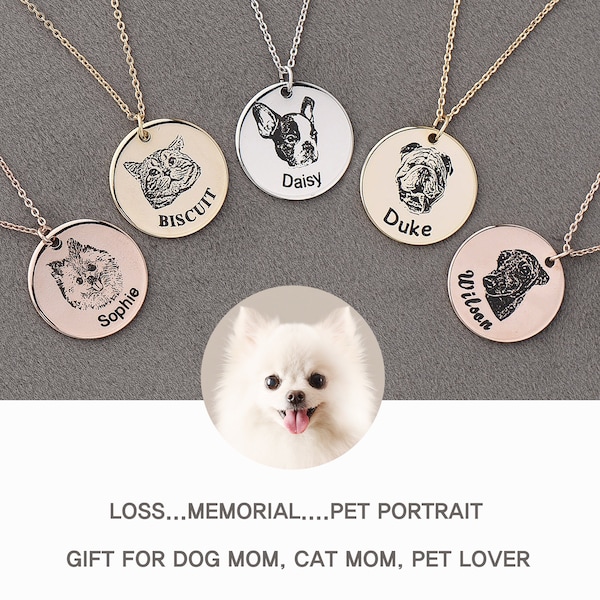 Custom Pet Portrait Dog Necklace for Mom Dog and Cat Necklace Pet Lover Personalized Gift Dog Mom Necklace Dog Pet Gifts Custom Necklace