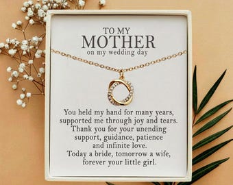To My Mother on My Wedding Day, Gift for mom on wedding day from daughter, today a bride wedding gift necklace, mother of the bride gift