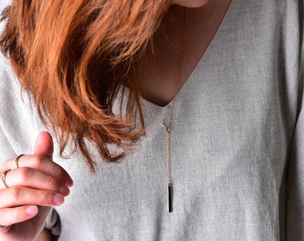 Bar Drop Necklace, Lariat Y Necklaces, Delicate Bar Lariat Necklace, Skinny Bar Drop Necklace, Simple Bar Lariat Necklace,Minimal Y Necklace