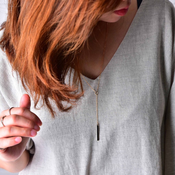 Bar Drop Necklace, Lariat Y Necklaces, Delicate Bar Lariat Necklace, Skinny Bar Drop Necklace, Simple Bar Lariat Necklace,Minimal Y Necklace