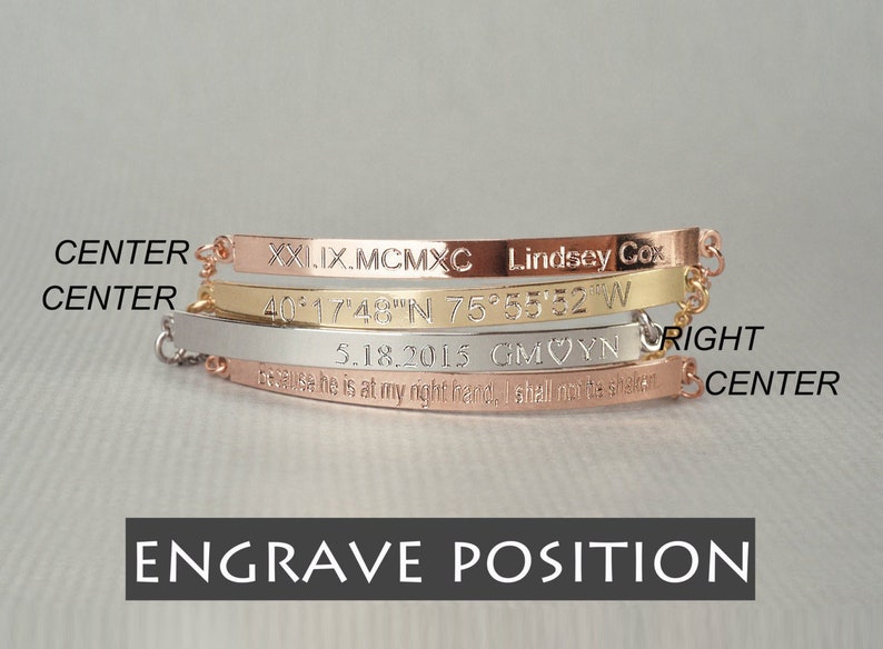 Personalized inspirational bracelet, Personalized Bar Bracelet, Custom Bar Bracelet, Inspirational Quotes, Roman numerals,Nameplate, image 2