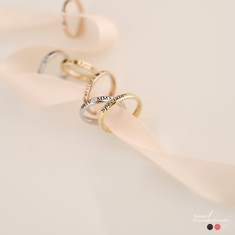 Stacking Rings Engraved Ring Custom Ring Personalized Ring Etsy