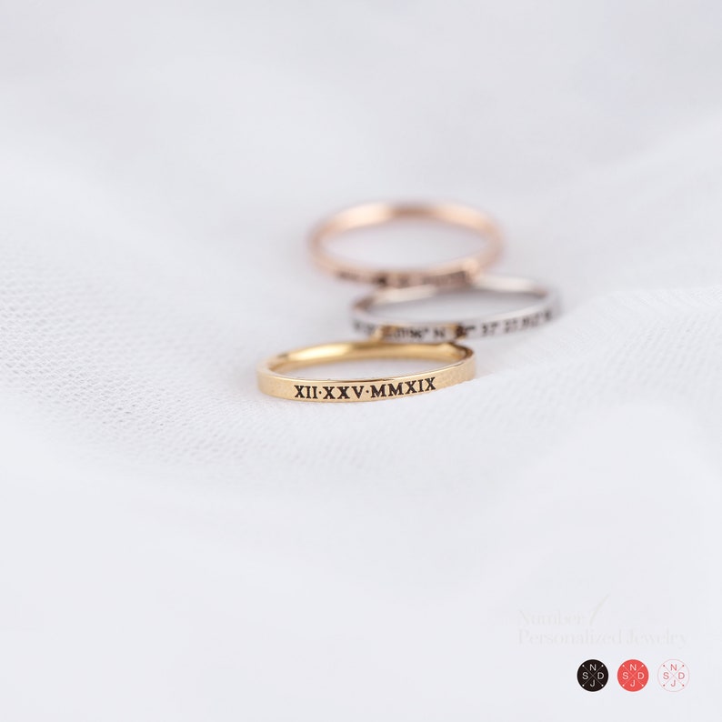 Roman Numeral Ring, Stackable Rings, Stacking Ring, Thumb Ring, Custom ...