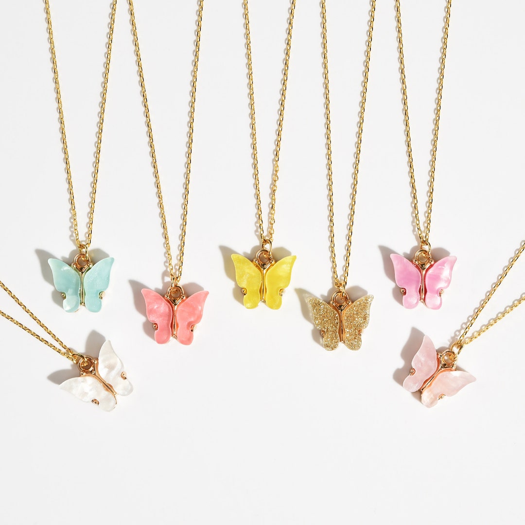 Buy Gold Butterfly Necklace for Kids, Blue Butterfly Necklace for Kids,  Gold Butterfly Necklace for Women, Blue Butterfly Necklace for Women Online  in