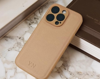 Personalised Leather Case iPhone 16, Monogram Engraved Vegan Leather Phone case, Phone case Initials Engraving,iPhone 16 Case 16 Pro, PC02