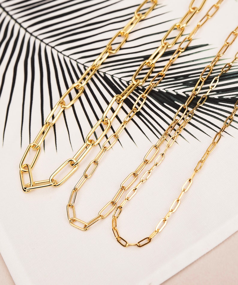 Gold Elongated Rectangle Chain Necklace Rectangle Link Chain - Etsy