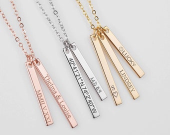 Personalized Bar Necklace Custom Name Necklace bridesmaid gift coordinate necklace roman numeral necklace best friend gift bar necklace