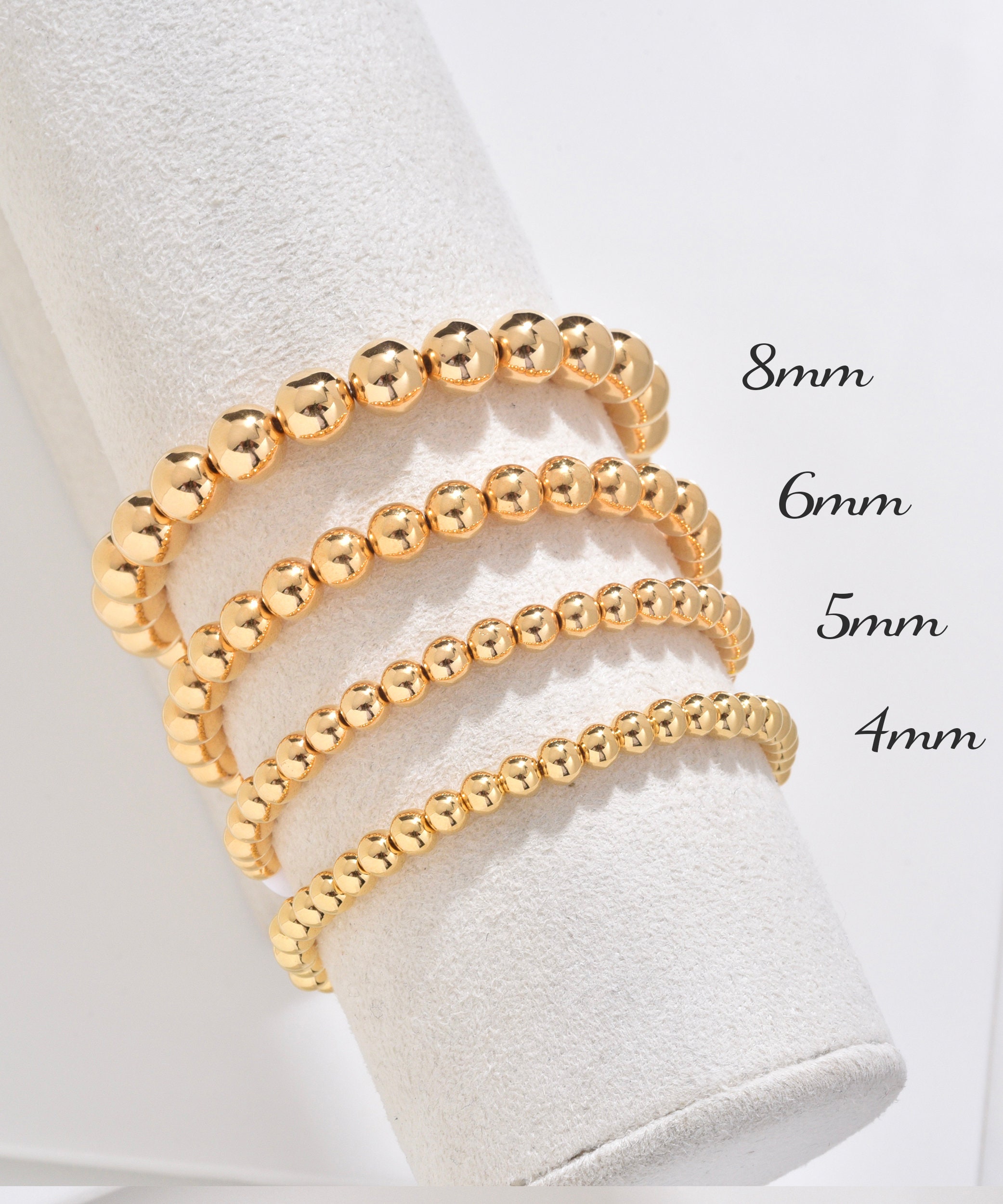 Personalized 4 mm Gold Beaded Letter Bracelet – Golden Thread, Inc.