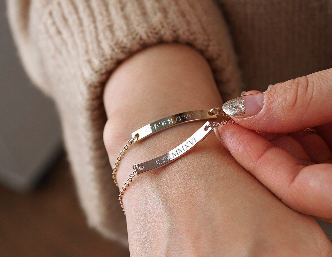 Personalized Matching Bracelets For Couples - Engraved Braided Rope Stainless Steel, His & Her Gift Set