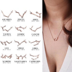 Zodiac necklace Birthday Necklace Zodiac Jewelry Celestial jewelry Astrology necklace Gemini Cancer Taurus horoscope jewelry Birthday gift