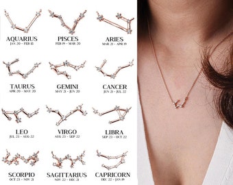 Zodiac necklace Birthday Necklace Zodiac Jewelry Celestial jewelry Astrology necklace Gemini Cancer Taurus horoscope jewelry Birthday gift