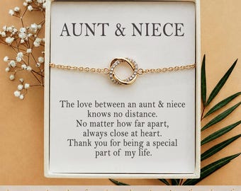 Aunt Niece Bracelet Gift,  Aunt Birthday gift, Aunt mothers day gifts, christmas gift for Aunt from Niece, Personalized Aunt Bracelet
