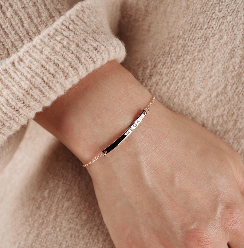 Personalized Bracelet, Personalized Bracelet for Women, Ultra minimal, Engraved bracelet, Coordinate bracelet, Gift for mom bracelet 