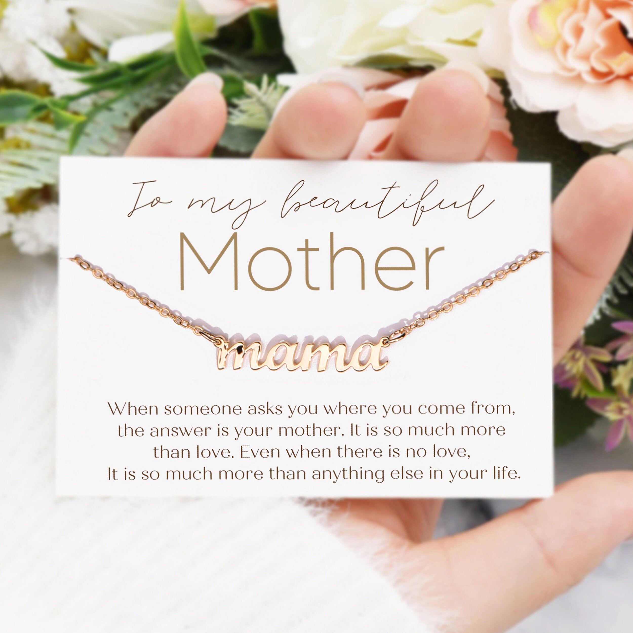 Necklace for Mom, Gifts for Mom, to My Beautiful Mother Necklace, Mom Necklace, Heart Necklace, Engraved Necklace, Christmas Gifts for Mom