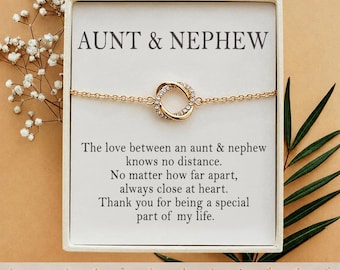 Aunt Nephew Bracelet Gift,  Aunt Birthday gift, Aunt mothers day gifts, christmas gift for Aunt from Nephew, Personalized Aunt Bracelet