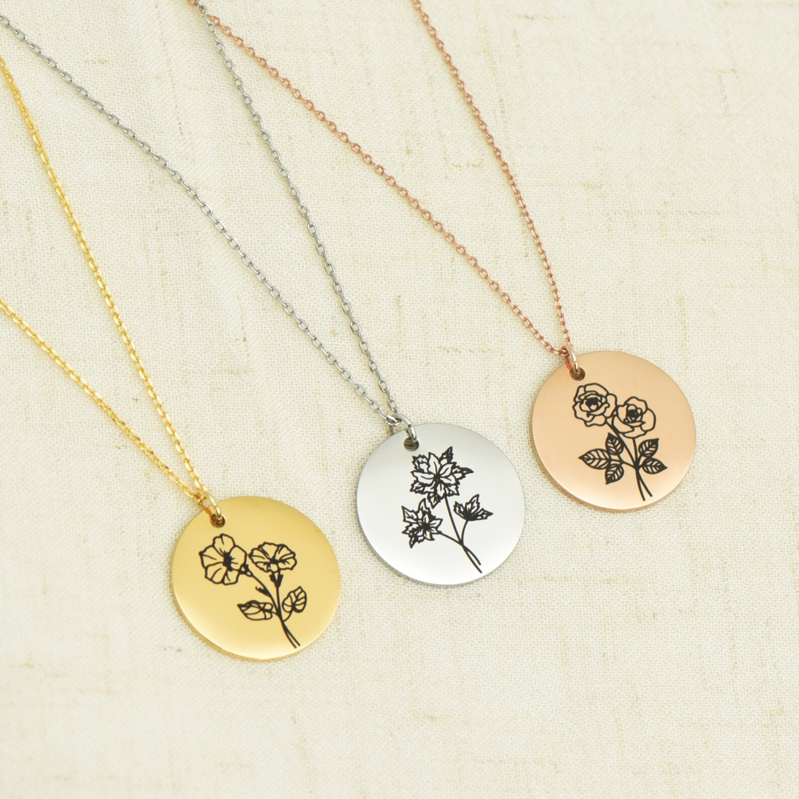 Birth Month Flower Necklace Personalized Necklace With Birth Etsy