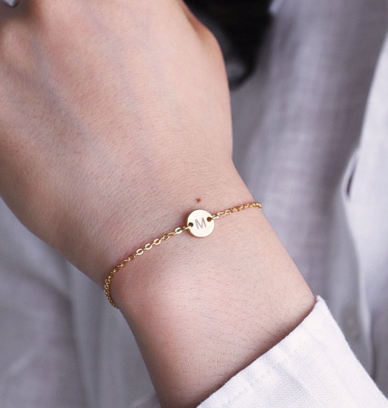 Dainty Initial Bracelet Personalized Bracelet Monogram Etsy