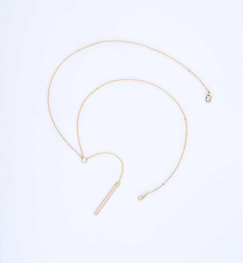 Bar Drop Necklace Lariat Y Necklaces Delicate Bar Lariat Etsy