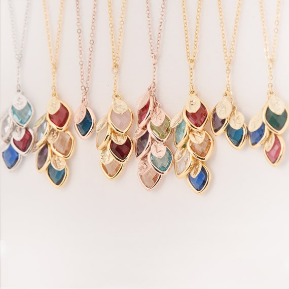 Family Birthstone Necklace Handcrafted 