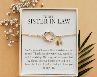 Sister in Law Gift, Personalized Sister in Law Bracelet, Gift for Sister in Law on Wedding Day, Initial Sister in Law Christmas gift jewelry