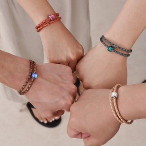Personalized Bracelet, Birthstone Bracelet for Mom, Crystal Bracelet, Gemstone Bracelet, Personalized Leather Bracelet, Best Gift for Women image 9