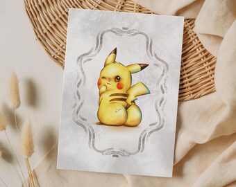 DIGITAL FILE | Printable Pika Illustration Wall Art Print, Postcard Gift, Nursery Kids Room Decor