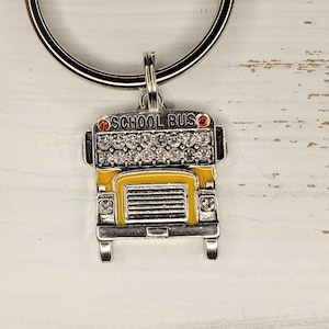 crystal school Bus keychain, rhinestone bus keychain, bus driver keychain, bus driver gift, bus driver present, school bus gift, crystal bus
