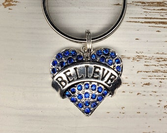 Believe keychain, rhinestone believe keychain, religious keychain, faith keychain, blessed keychain, motivation keychain, encouraging words